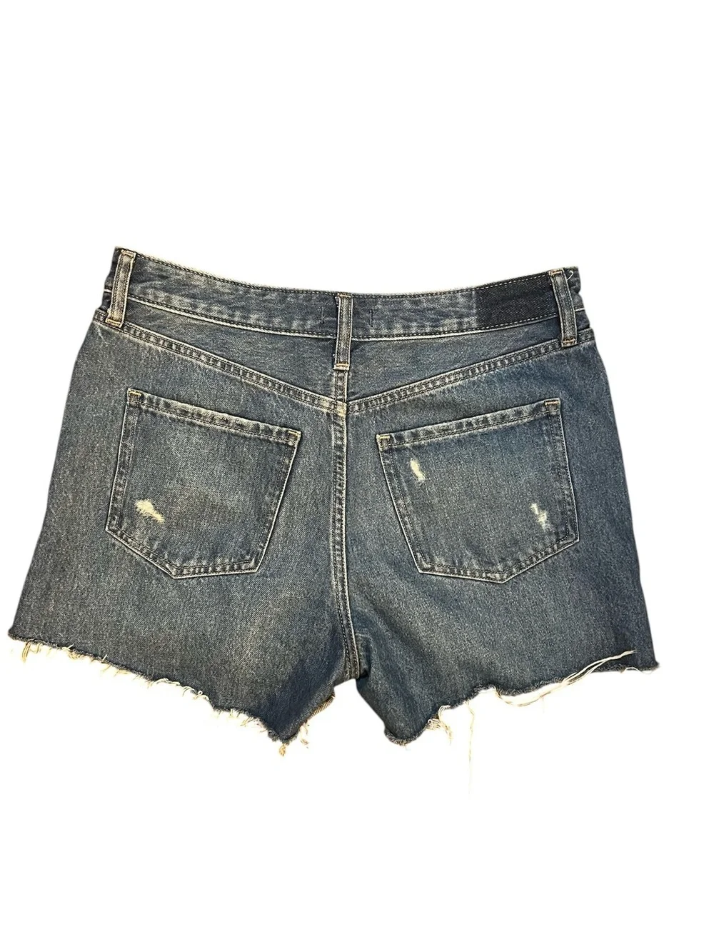 EXPRESS Boyfriend Midi Button Fly CutOff Distressed Jean Shorts 6